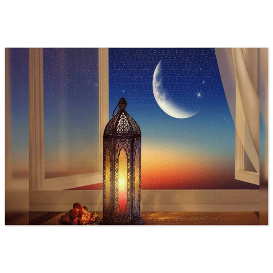 Crescent Moon Lantern Dates Jigsaw Puzzle in Tin - Family Friendly Custom Puzzle with High-Quality Pieces, 30, 110, 252, 500, 1000,