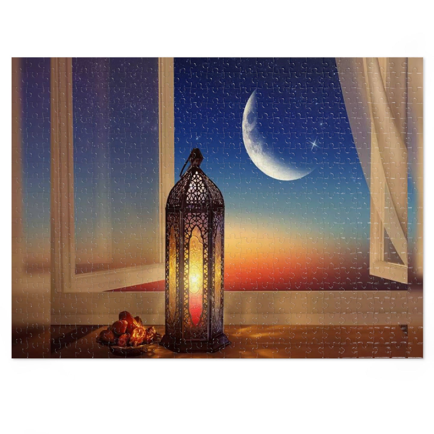 Crescent Moon Lantern Dates Jigsaw Puzzle in Tin - Family Friendly Custom Puzzle with High-Quality Pieces, 30, 110, 252, 500, 1000,