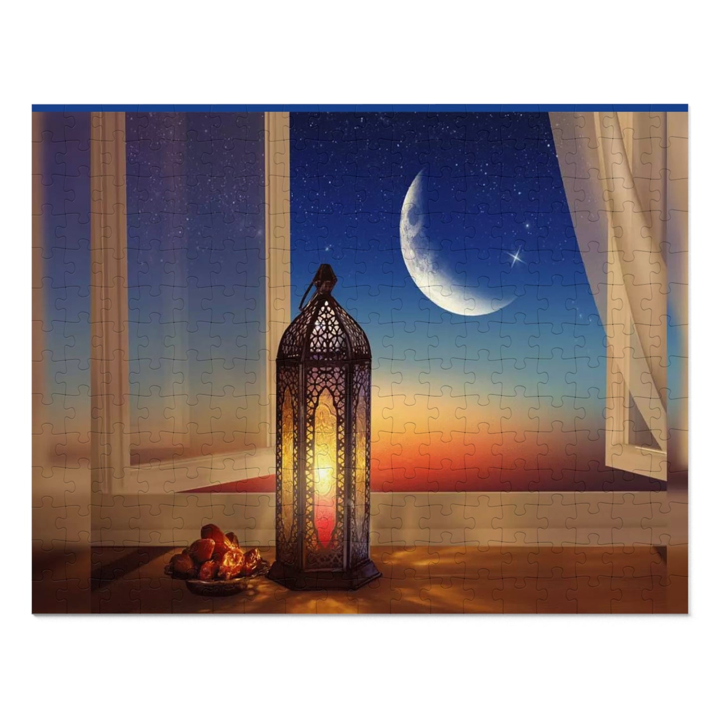 Crescent Moon Lantern Dates Jigsaw Puzzle in Tin - Family Friendly Custom Puzzle with High-Quality Pieces, 30, 110, 252, 500, 1000,