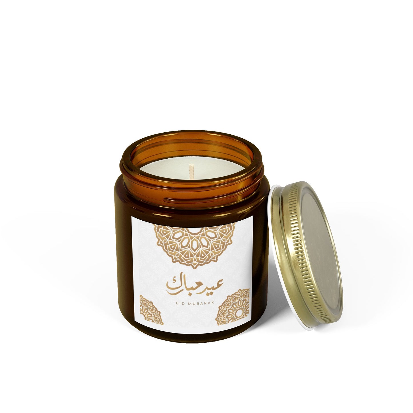 Eid Mubarak Scented Candles, Coconut Apricot Wax (4oz, 9oz) - Ramadan Gifts, Islamic Decor, Aromatherapy Candle, Eid Al-Fitr Present, Unique