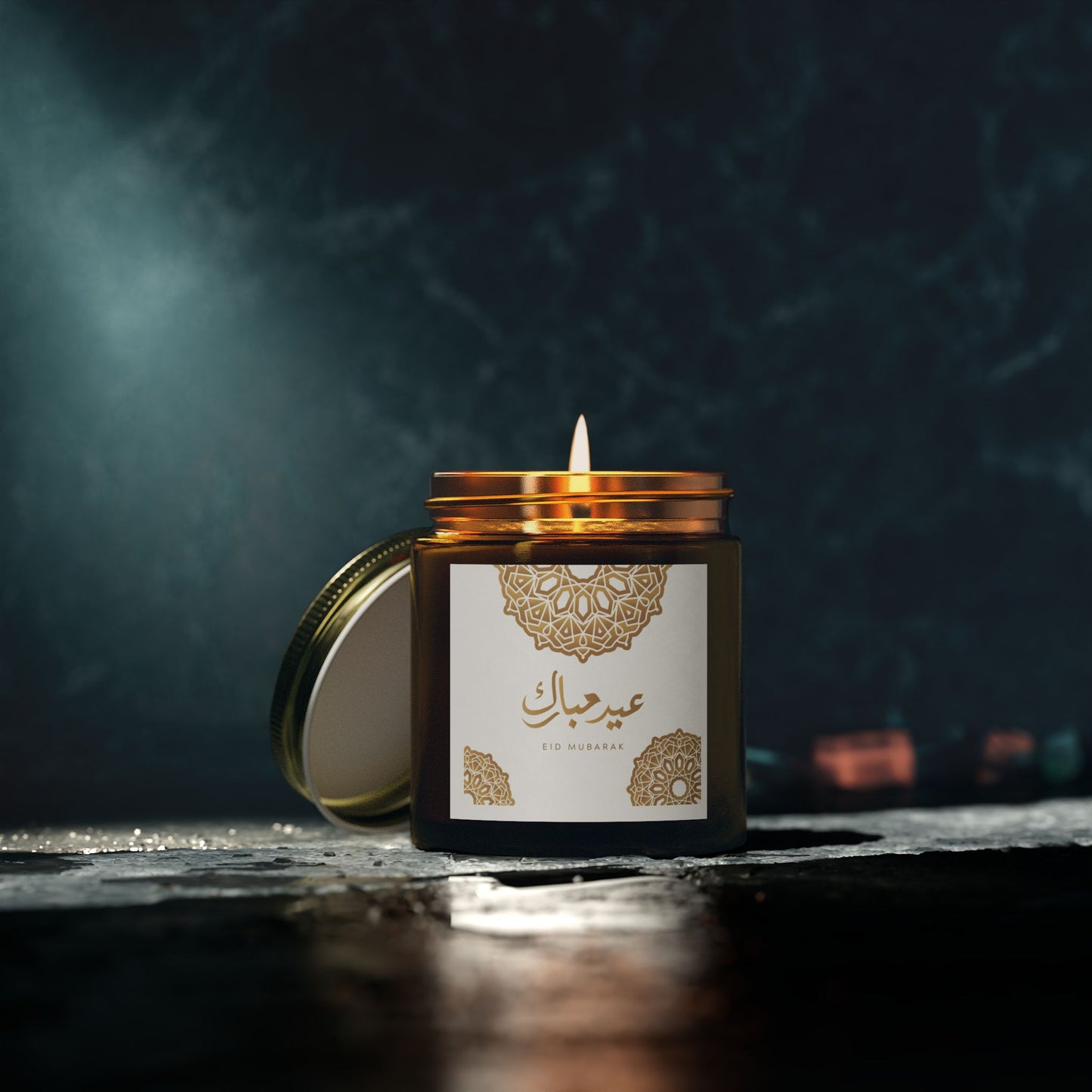 Eid Mubarak Scented Candles, Coconut Apricot Wax (4oz, 9oz) - Ramadan Gifts, Islamic Decor, Aromatherapy Candle, Eid Al-Fitr Present, Unique