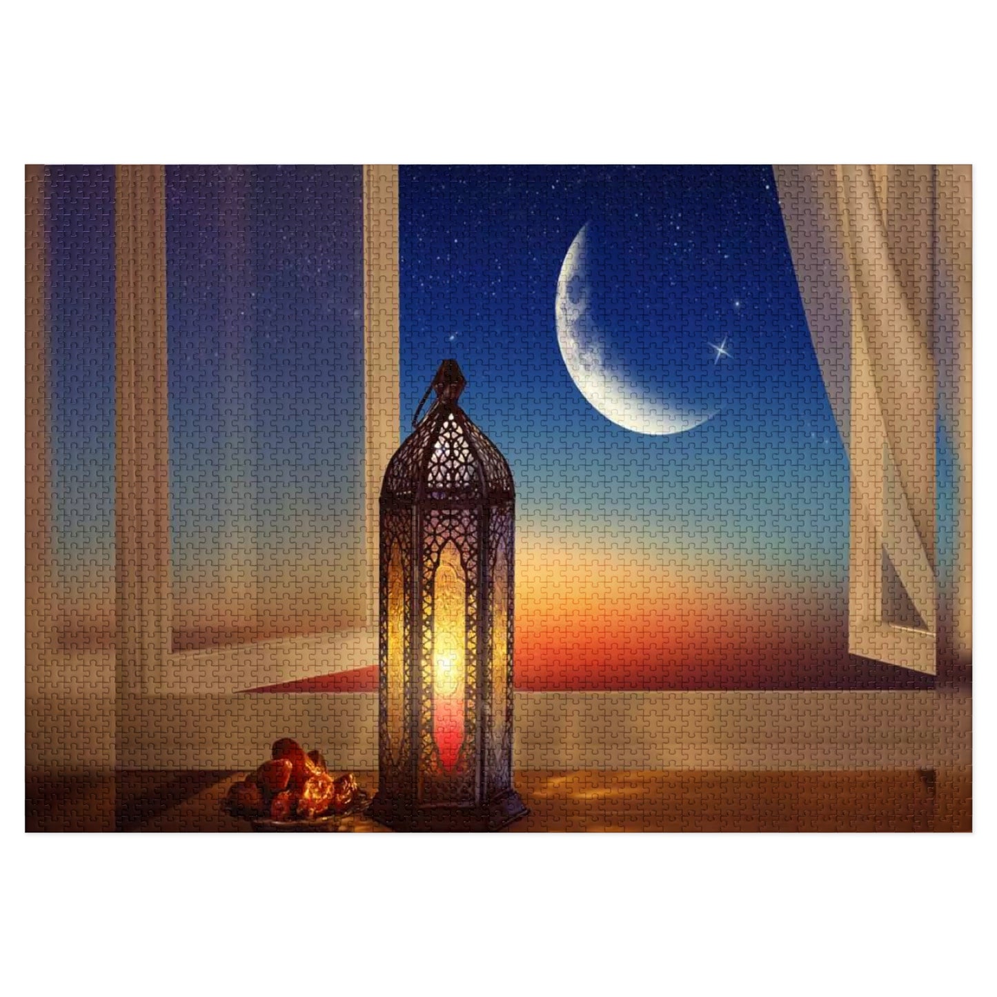 Crescent Moon Lantern Dates Jigsaw Puzzle in Tin - Family Friendly Custom Puzzle with High-Quality Pieces, 30, 110, 252, 500, 1000,