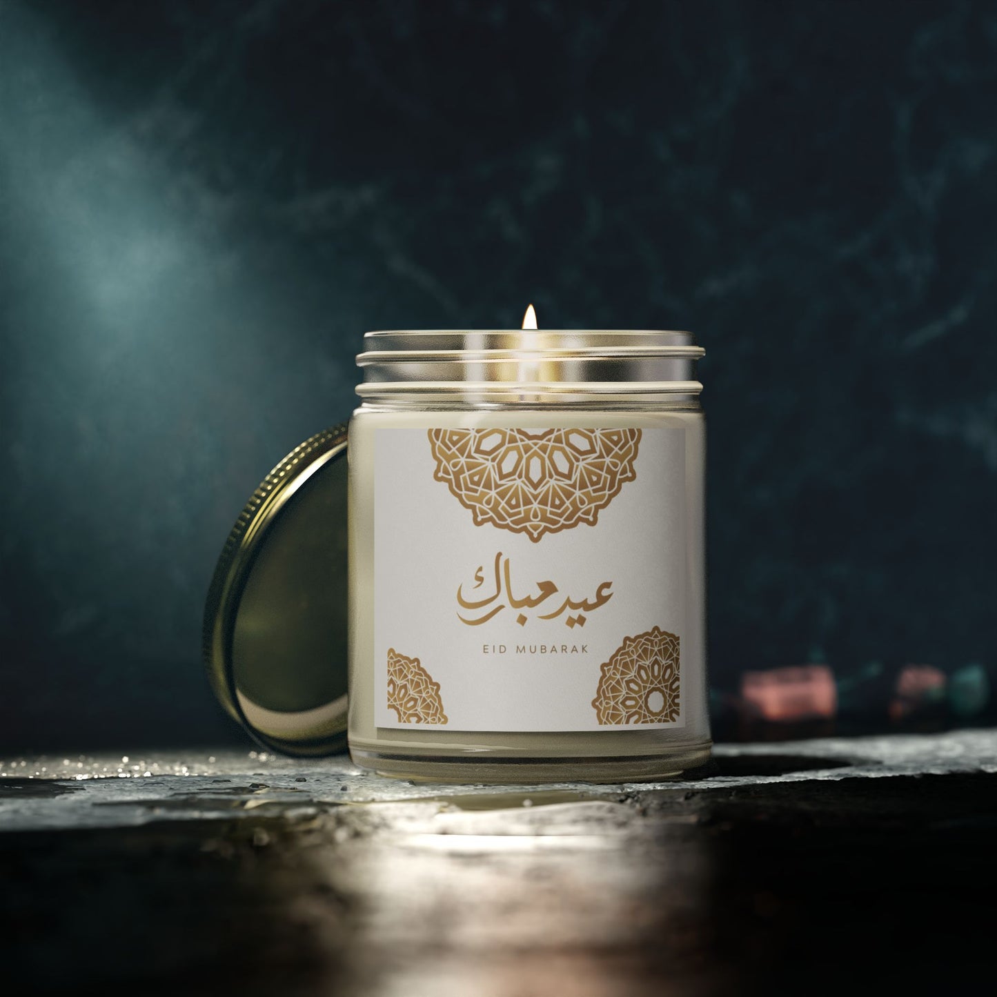 Eid Mubarak Scented Candles, Coconut Apricot Wax (4oz, 9oz) - Ramadan Gifts, Islamic Decor, Aromatherapy Candle, Eid Al-Fitr Present, Unique