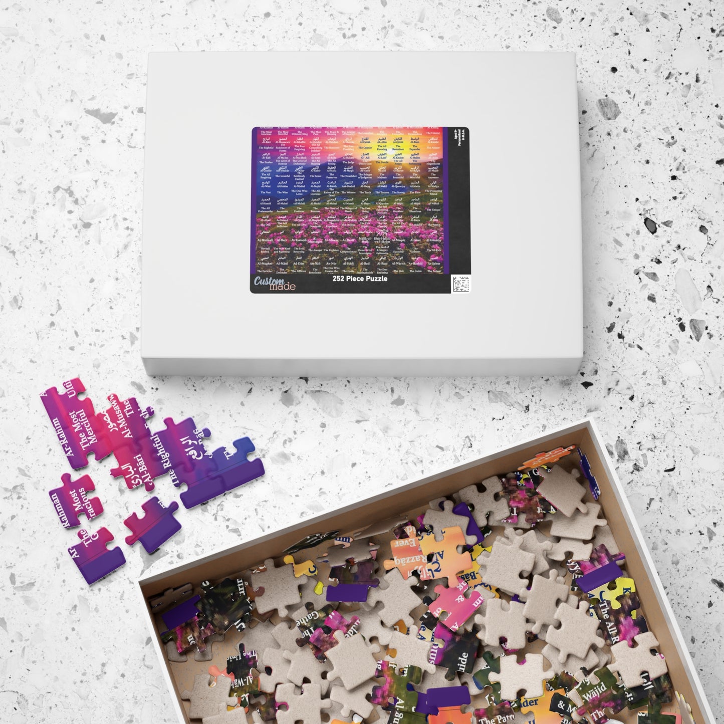 Islamic Puzzle, 99 Names of Allah Puzzle (110, 252, 520, 1014-piece), Eid Gift, Religious Jigsaw, Family Activity, Educational Toy