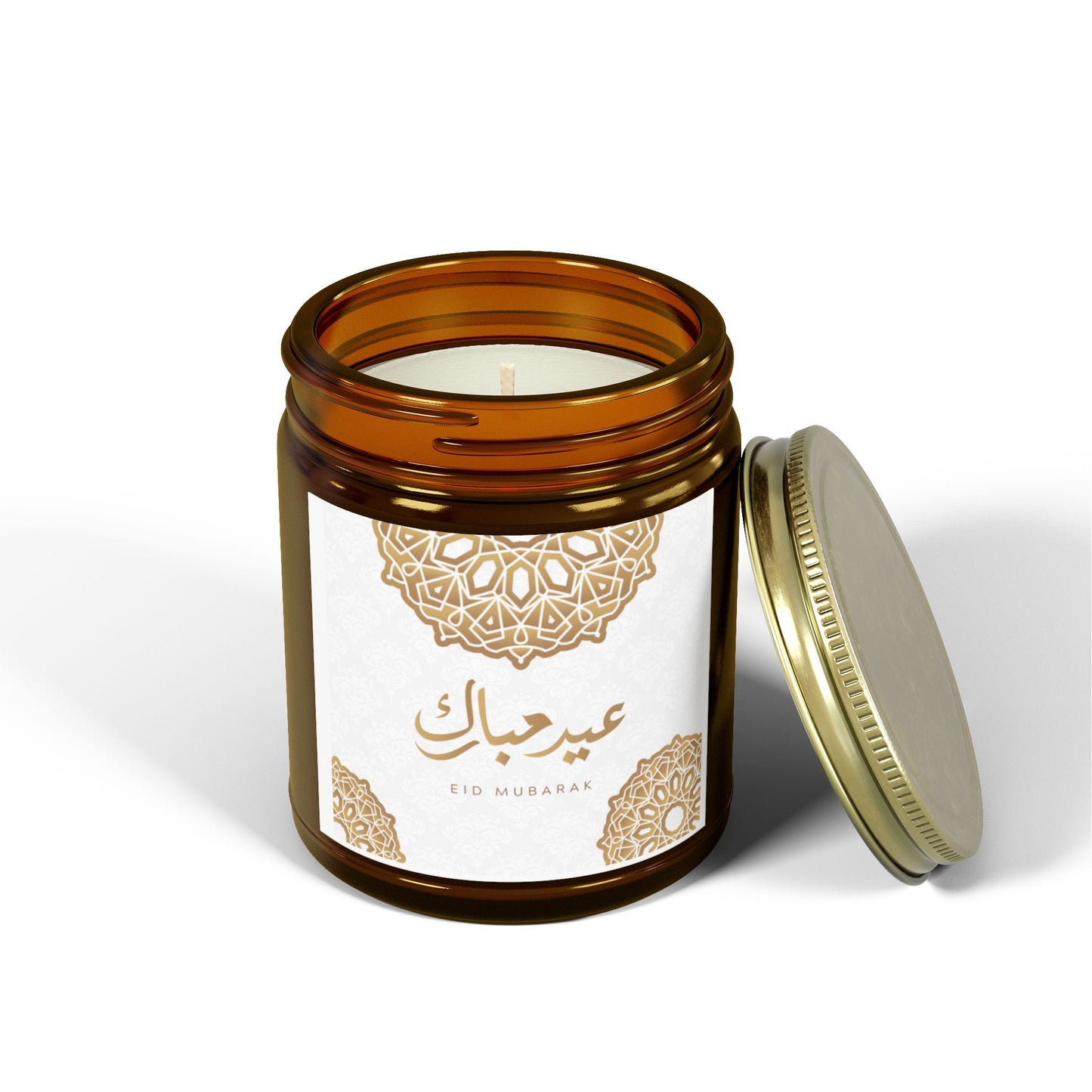 Eid Mubarak Scented Candles, Coconut Apricot Wax (4oz, 9oz) - Ramadan Gifts, Islamic Decor, Aromatherapy Candle, Eid Al-Fitr Present, Unique