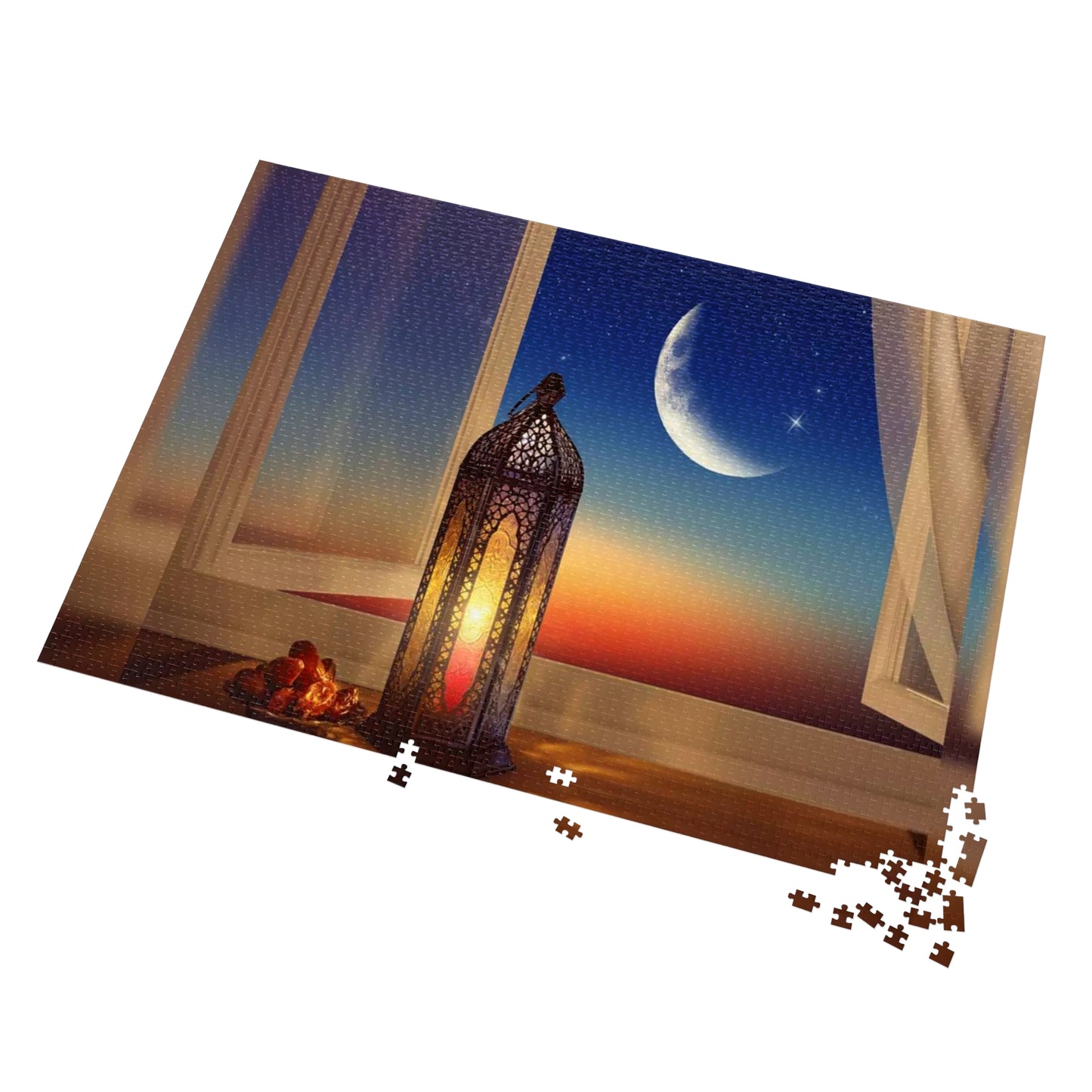 Crescent Moon Lantern Dates Jigsaw Puzzle in Tin - Family Friendly Custom Puzzle with High-Quality Pieces, 30, 110, 252, 500, 1000,