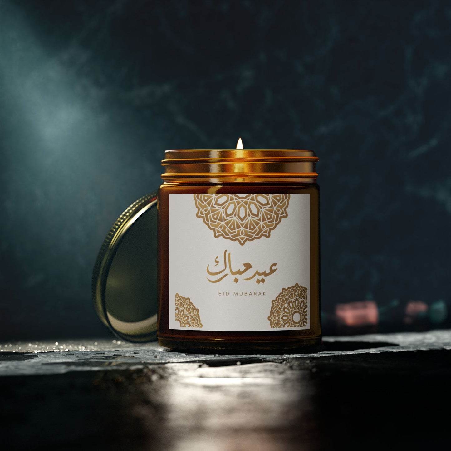 Eid Mubarak Scented Candles, Coconut Apricot Wax (4oz, 9oz) - Ramadan Gifts, Islamic Decor, Aromatherapy Candle, Eid Al-Fitr Present, Unique