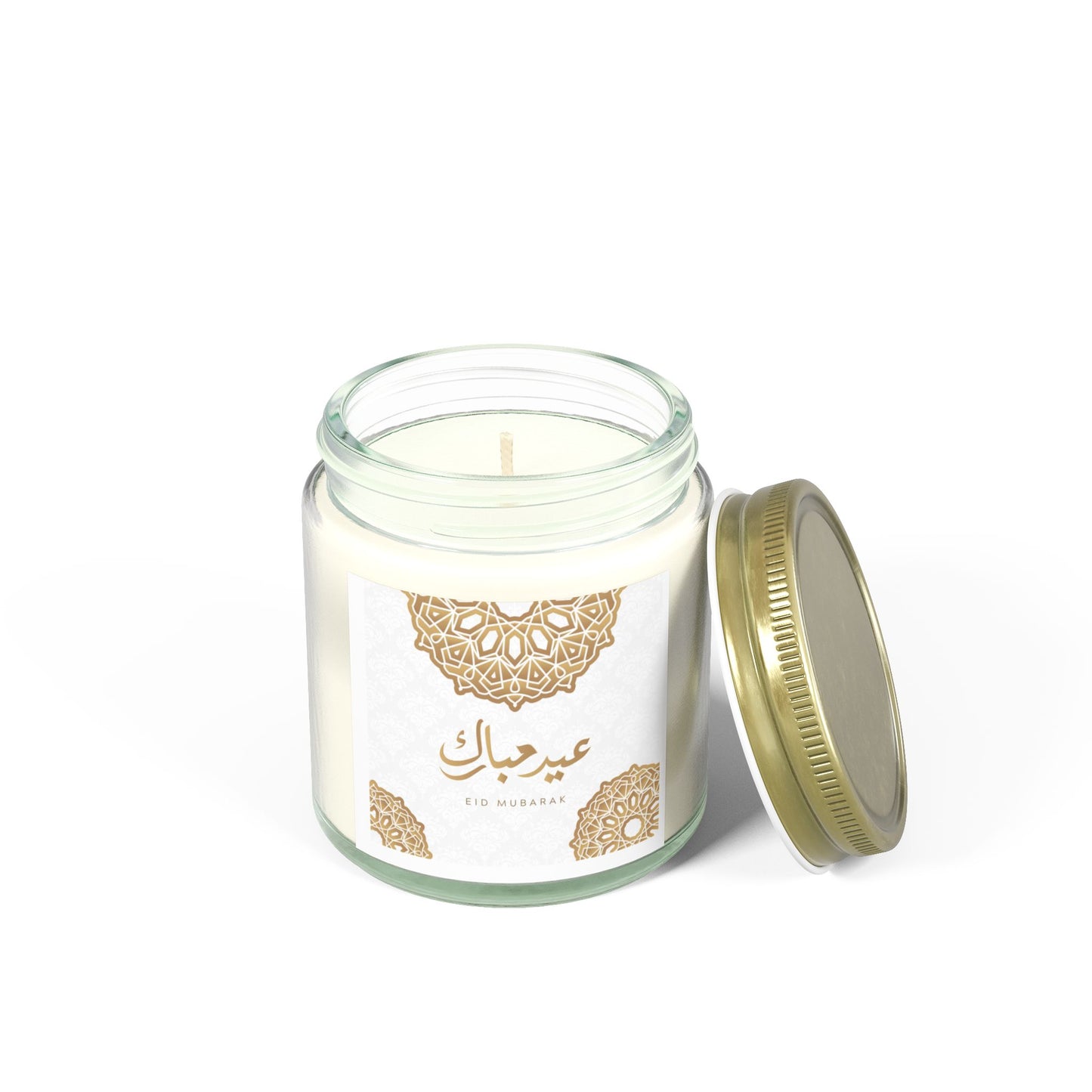 Eid Mubarak Scented Candles, Coconut Apricot Wax (4oz, 9oz) - Ramadan Gifts, Islamic Decor, Aromatherapy Candle, Eid Al-Fitr Present, Unique
