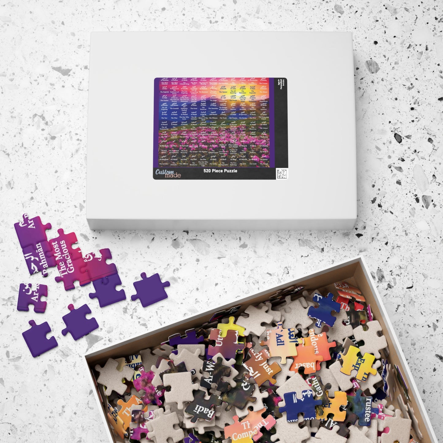 Islamic Puzzle, 99 Names of Allah Puzzle (110, 252, 520, 1014-piece), Eid Gift, Religious Jigsaw, Family Activity, Educational Toy